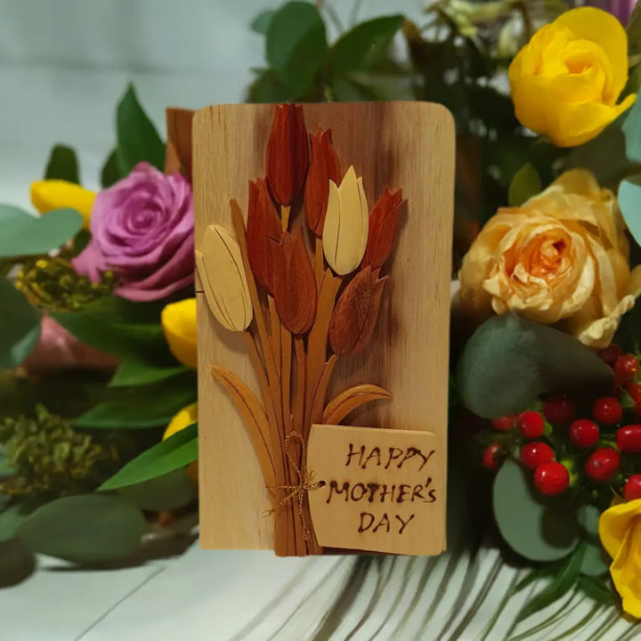 Happy Mother's Day Flowers Hand-Carved Puzzle Box Carver Dan's Handcrafted Hardwood