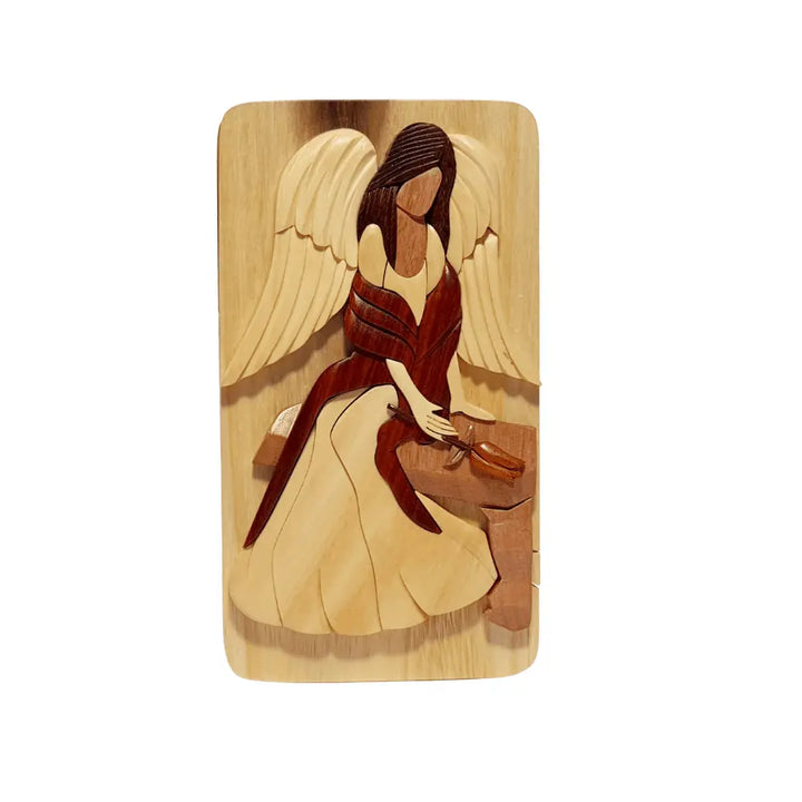 Angel of Faith Hand-carved Puzzle Box - Stash Box Dan