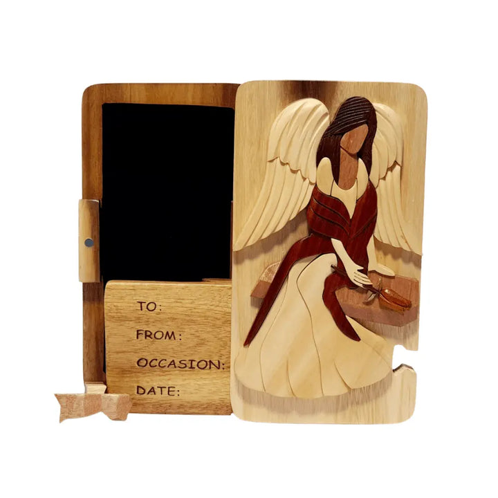 Angel of Faith Hand-carved Puzzle Box - Stash Box Dan
