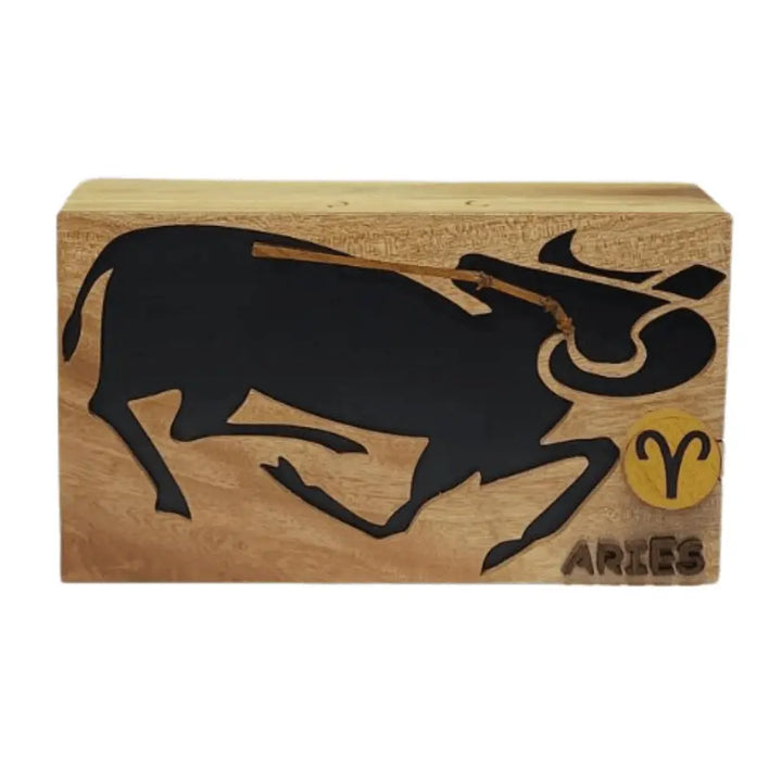 Aries Zodiac Hand-carved Handcrafted Puzzle Box - Stash Box Dan