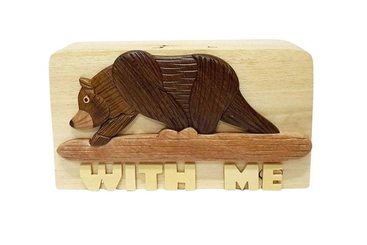 Bear With Me Hand-Carved Puzzle Box - Stash Box Dan
