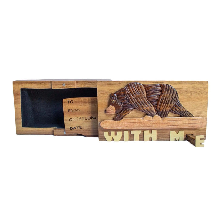 Bear With Me Hand-Carved Puzzle Box - Stash Box Dan
