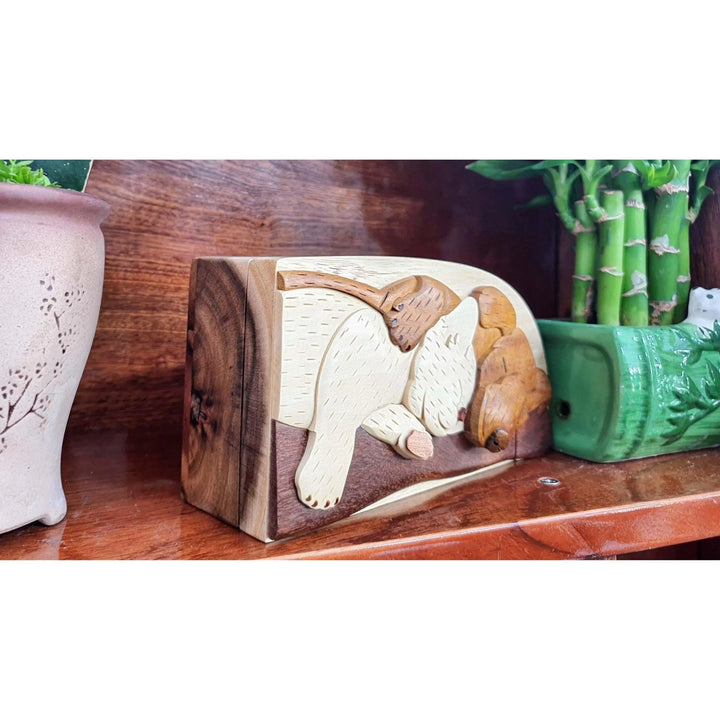 Best Pals Dog and Cat Hand-Carved Puzzle Box - Stash Box Dan