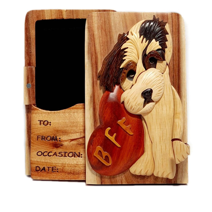 BFF Best Friends Forever Shih Tzu Hand-Carved Puzzle Box - Stash Box Dan