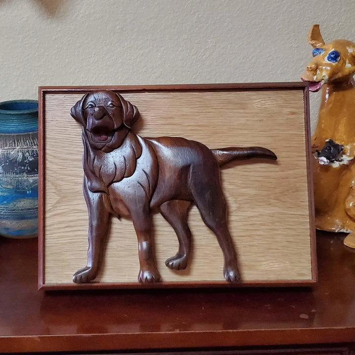 Black Lab Hand-Carved Pet Portrait - Stash Box Dan