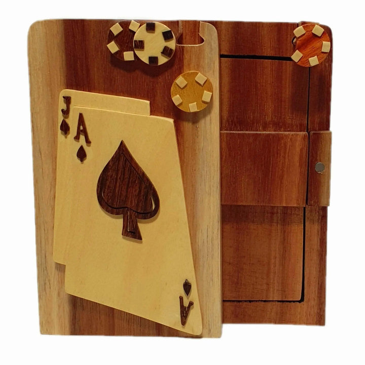 Blackjack Playing Cards Hand-Carved Puzzle Box - Stash Box Dan