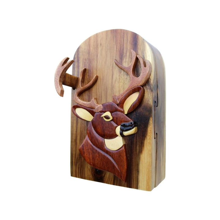 Buck Deer in The Woods Hand-Carved Puzzle Box - Stash Box Dan