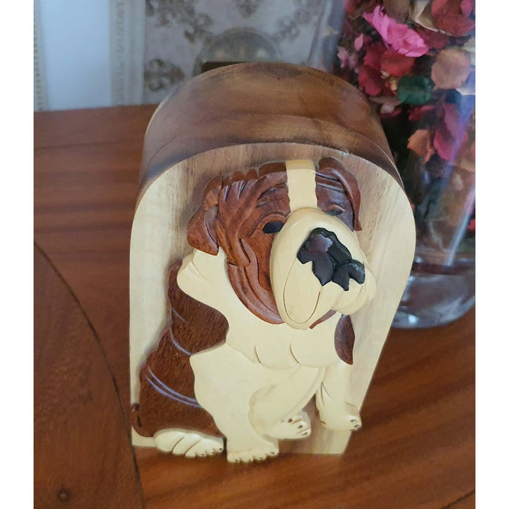 Bulldog Hand-Carved Puzzle Box