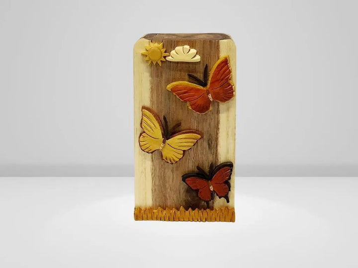Butterflies are Free Hand-Carved Puzzle Box - Stash Box Dan