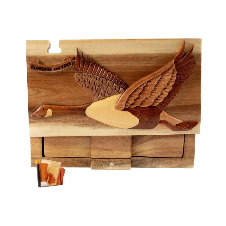 Canadian Goose Hand-Carved Puzzle Box - Stash Box Dan