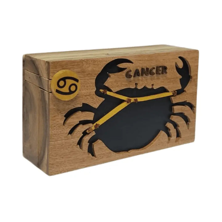 Cancer Zodiac Hand-carved Handcrafted Puzzle Box - Stash Box Dan
