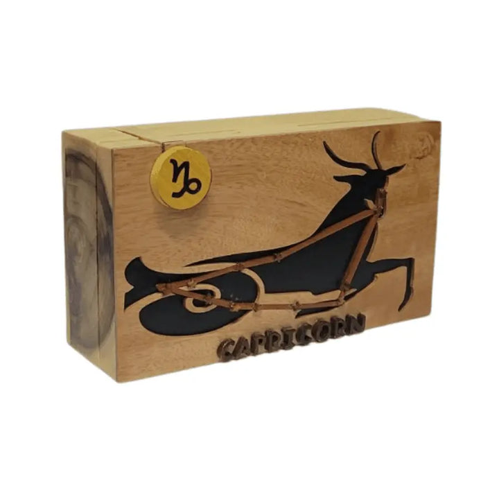 Capricorn Zodiac Hand-carved Puzzle Box - Stash Box Dan