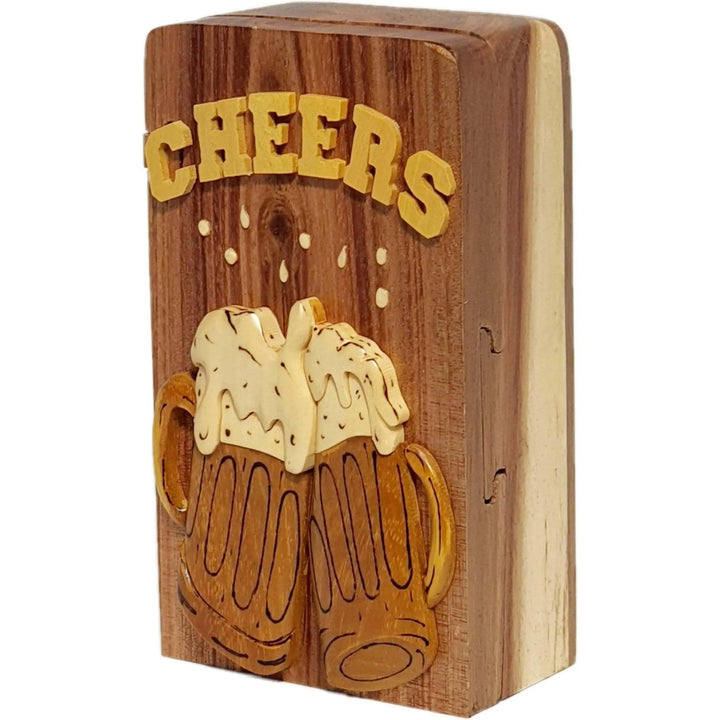 Cheers! Let's Make a Toast Hand-Carved Puzzle Box - Stash Box Dan