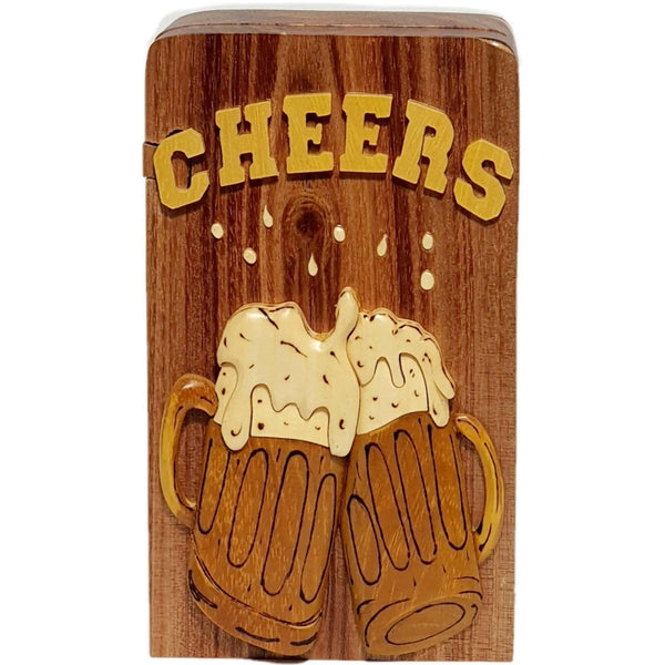 Cheers! Let's Make a Toast Hand-Carved Puzzle Box - Stash Box Dan