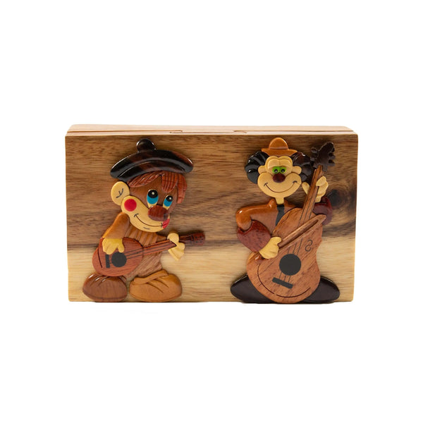 Clowning Around Hand-Carved Puzzle Box