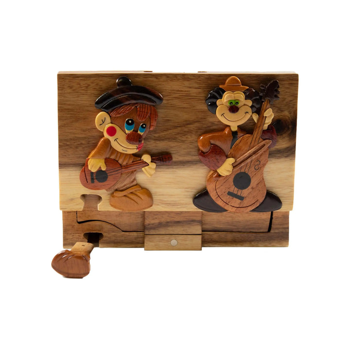 Clowning Around Hand-Carved Puzzle Box