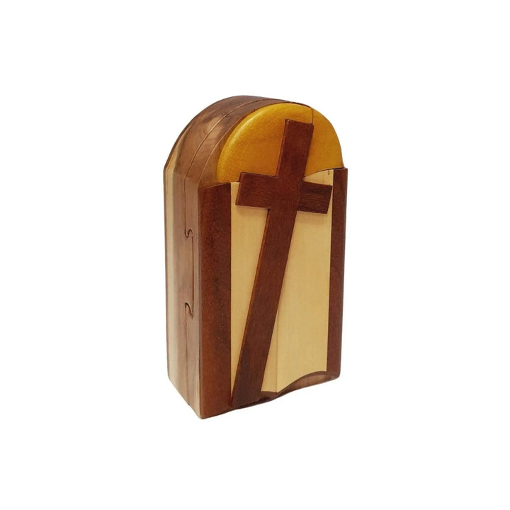 Cross and Bible Church Hand-Carved Puzzle Box - Stash Box Dan