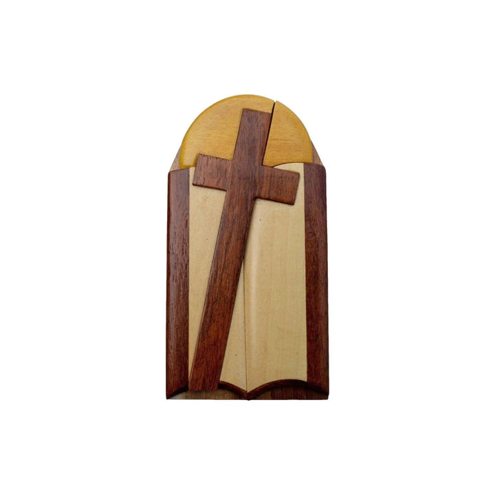 Cross and Bible Church Hand-Carved Puzzle Box - Stash Box Dan