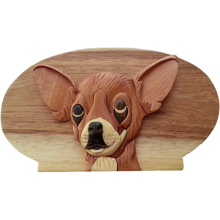 Cute Chihuahua Hand-Carved Puzzle Box - Stash Box Dan