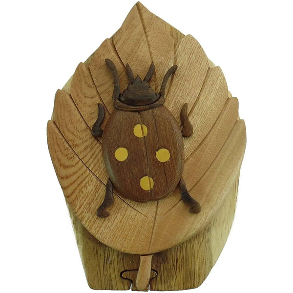 Cute Lady Bug Beetle Hand-Carved Puzzle Box - Stash Box Dan