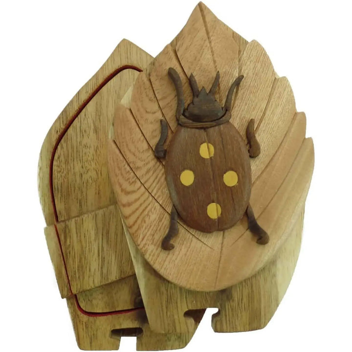Cute Lady Bug Beetle Hand-Carved Puzzle Box - Stash Box Dan