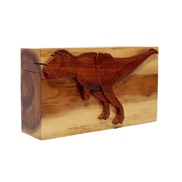 Dinosaur T-Rex Hand-Carved Puzzle Box - Stash Box Dan