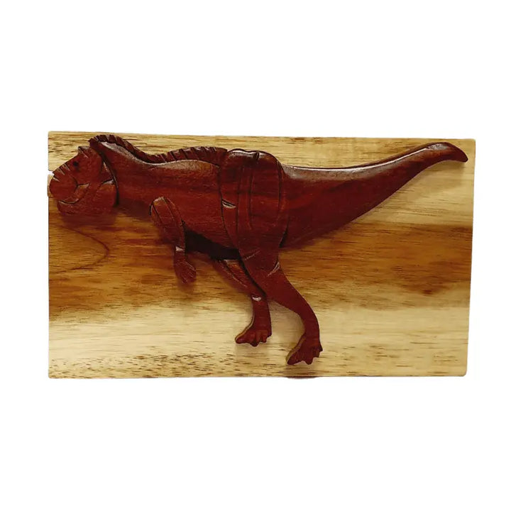 Dinosaur T-Rex Hand-Carved Puzzle Box - Stash Box Dan