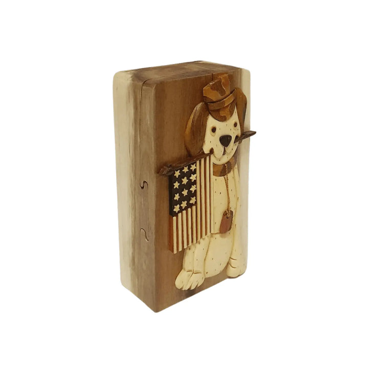 Dog Tag Hand-carved Puzzle Box - Stash Box Dan