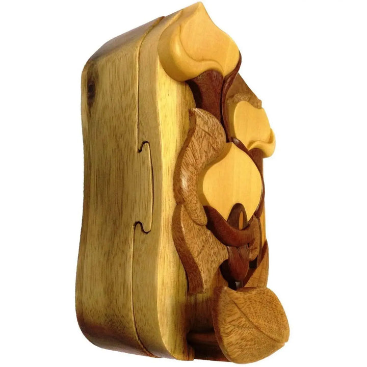 Easter Lily Flower Hand-Carved Puzzle Box