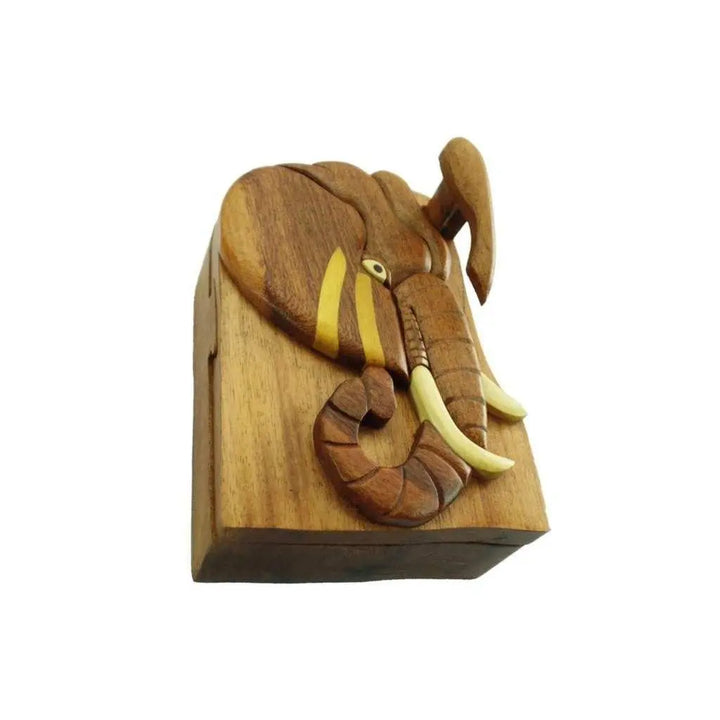Elephant Head Hand-Carved Puzzle Box - Stash Box Dan