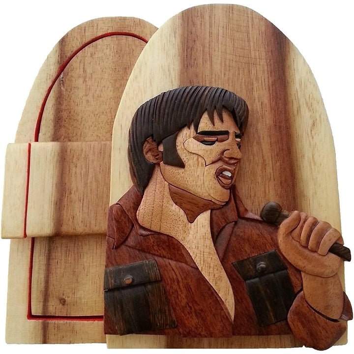Elvis The King of Rock Hand-Carved Puzzle Box - Stash Box Dan