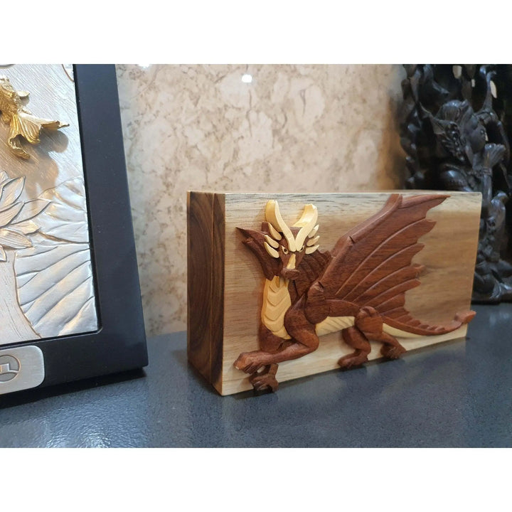 Flying Dragon Hand-Carved Puzzle Box - Stash Box Dan