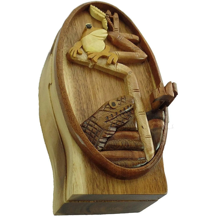 Food Chain Snake Frog Dragonfly Hand-Carved Puzzle Box