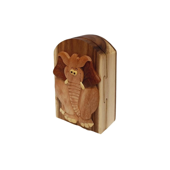 Forgetful Elephant Hand-Carved Puzzle Box - Stash Box Dan