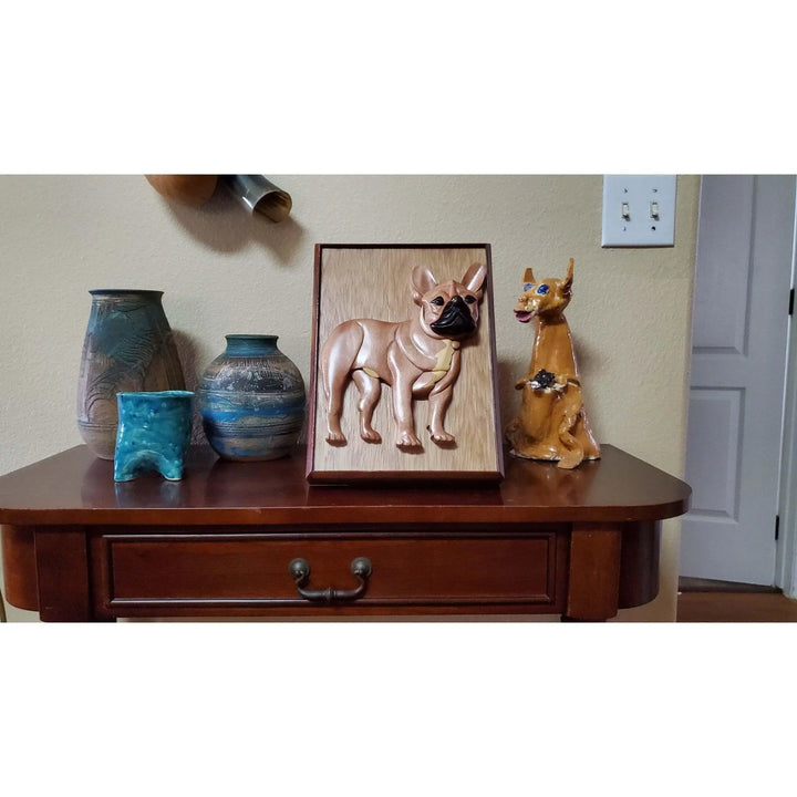 French Bulldog Frenchie Hand-Carved Pet Portrait - Stash Box Dan