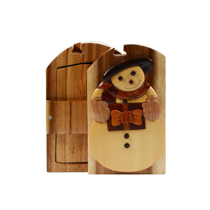 Frosty the Snowman Christmas Hand-Carved Puzzle Box - Stash Box Dan