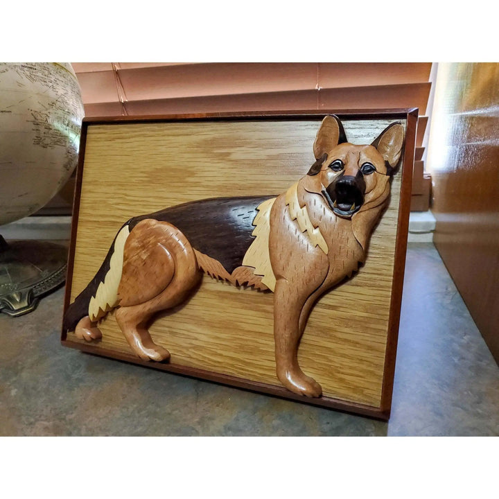 German Shepherd Hand-Carved Pet Portrait - Stash Box Dan