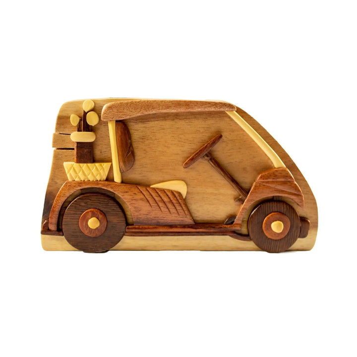 Golf Cart Golfing Hand-Carved Puzzle Box - Stash Box Dan