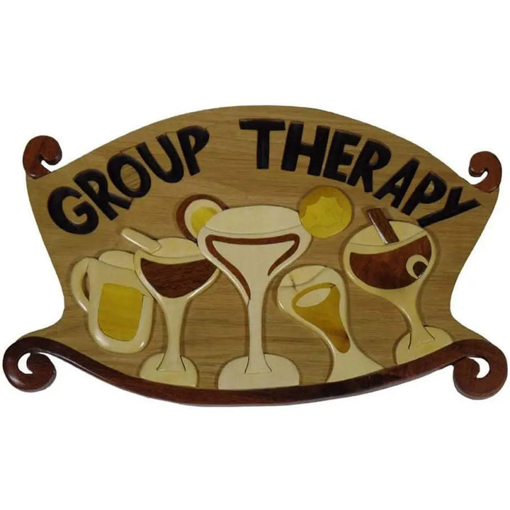 Group Therapy Wine Hand-Carved Wall Decor