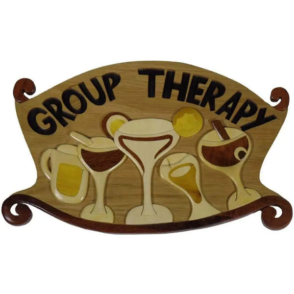 Group Therapy Wine Hand-Carved Wall Decor