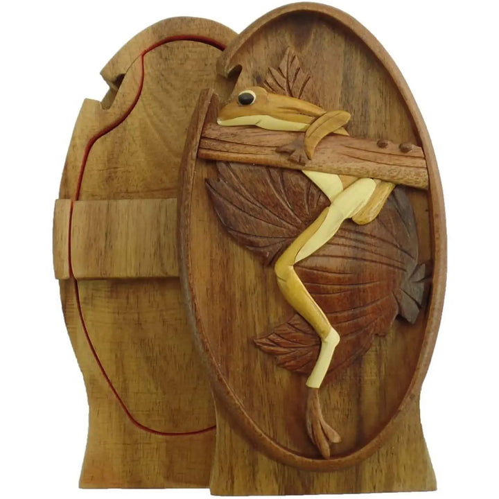 Hanging Coqui Tree Frog Hand-Carved Puzzle Box - Stash Box Dan