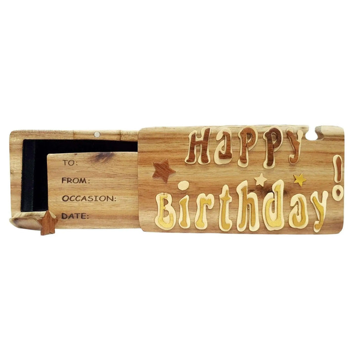 Happy Birthday Hand-carved Puzzle Box - Stash Box Dan
