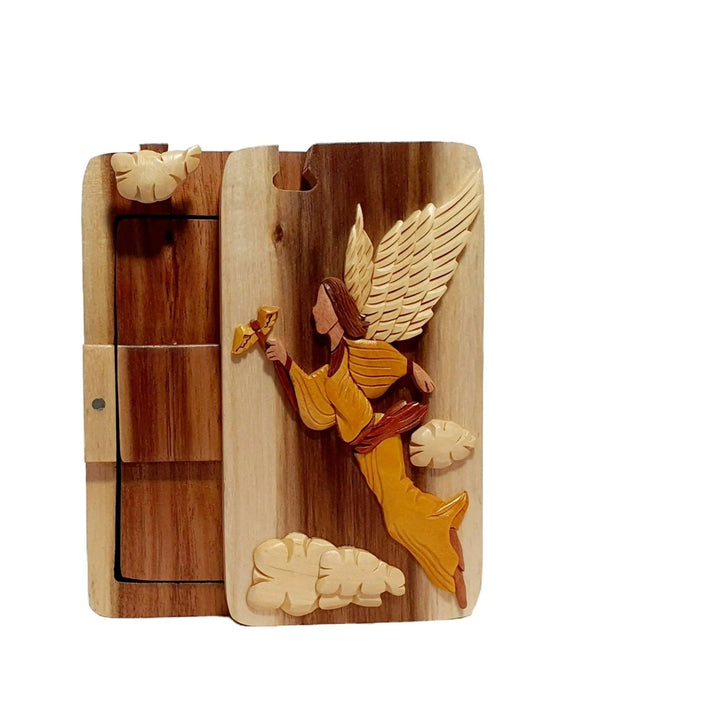 Healing Angel Church Pray Hand-Carved Puzzle Box - Stash Box Dan
