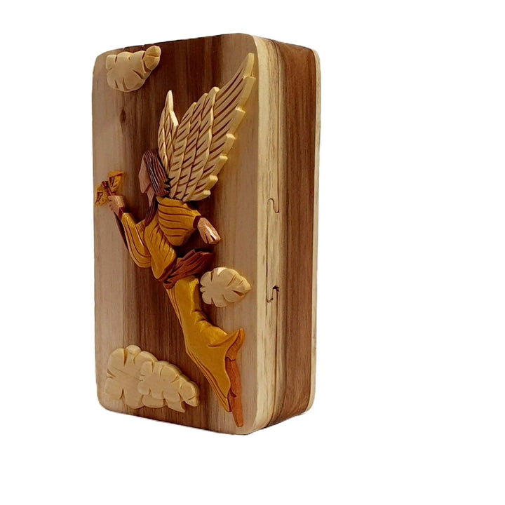 Healing Angel Church Pray Hand-Carved Puzzle Box - Stash Box Dan