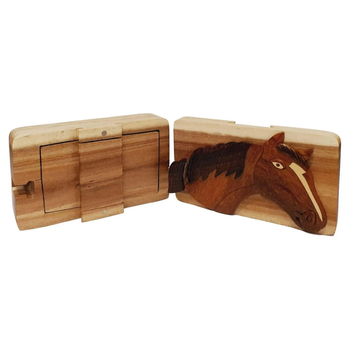 Horse Head Hand-Carved Puzzle Box - Stash Box Dan