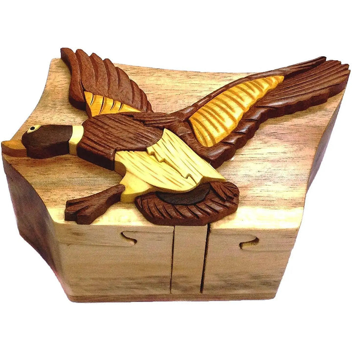 Hunting Mallard Duck Hand-Carved Puzzle Box - Stash Box Dan
