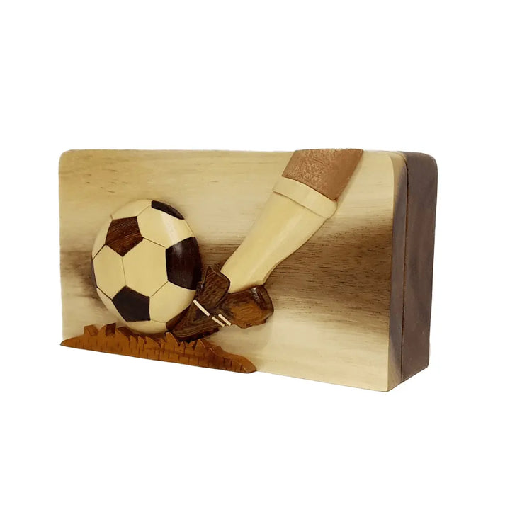 King of Sport Soccer Hand-carved Puzzle Box - Stash Box Dan