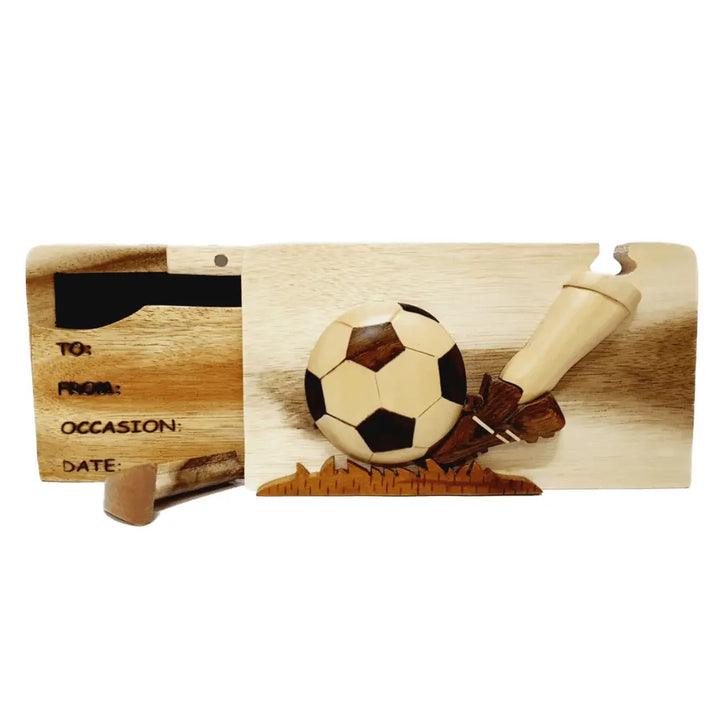 King of Sport Soccer Hand-carved Puzzle Box - Stash Box Dan