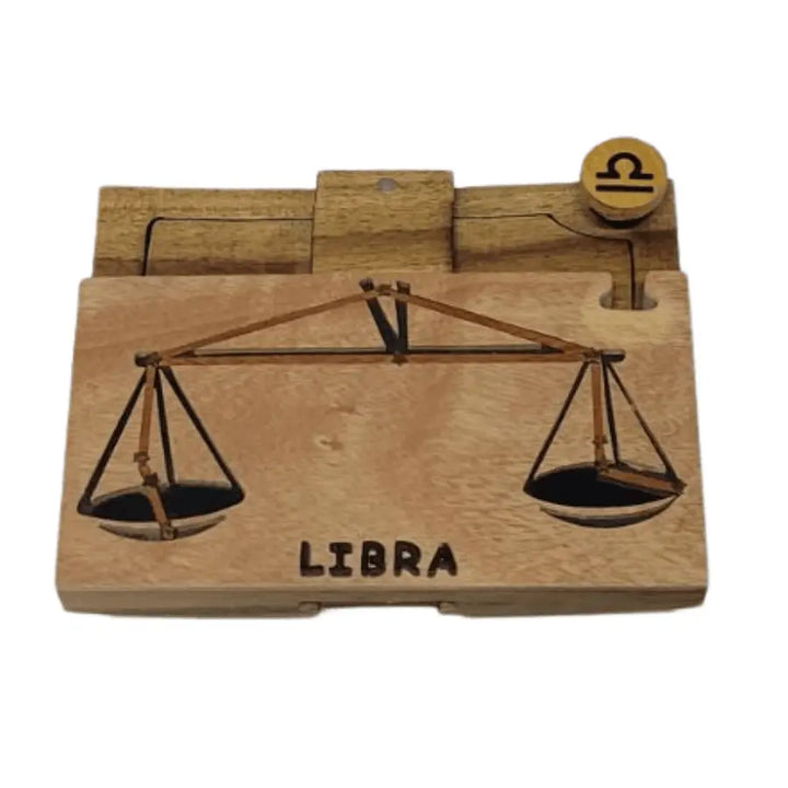 Libra Zodiac Hand-carved Puzzle Box - Stash Box Dan