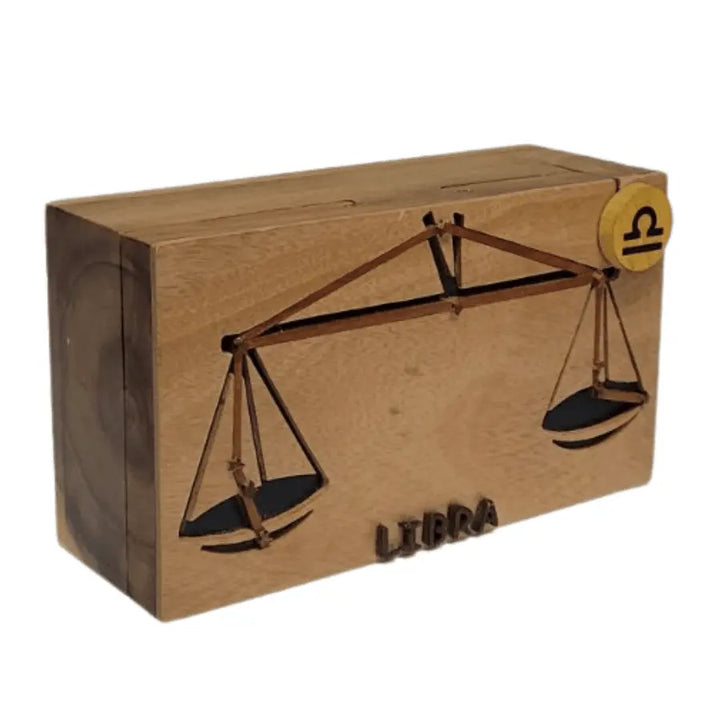 Libra Zodiac Hand-carved Puzzle Box - Stash Box Dan